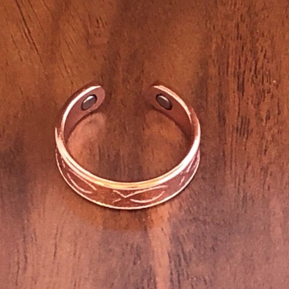 Solid Pure Copper Magnetic Ring Men Women Arthritis Adjustable Ring - Jesus Fish - Picture 1 of 5